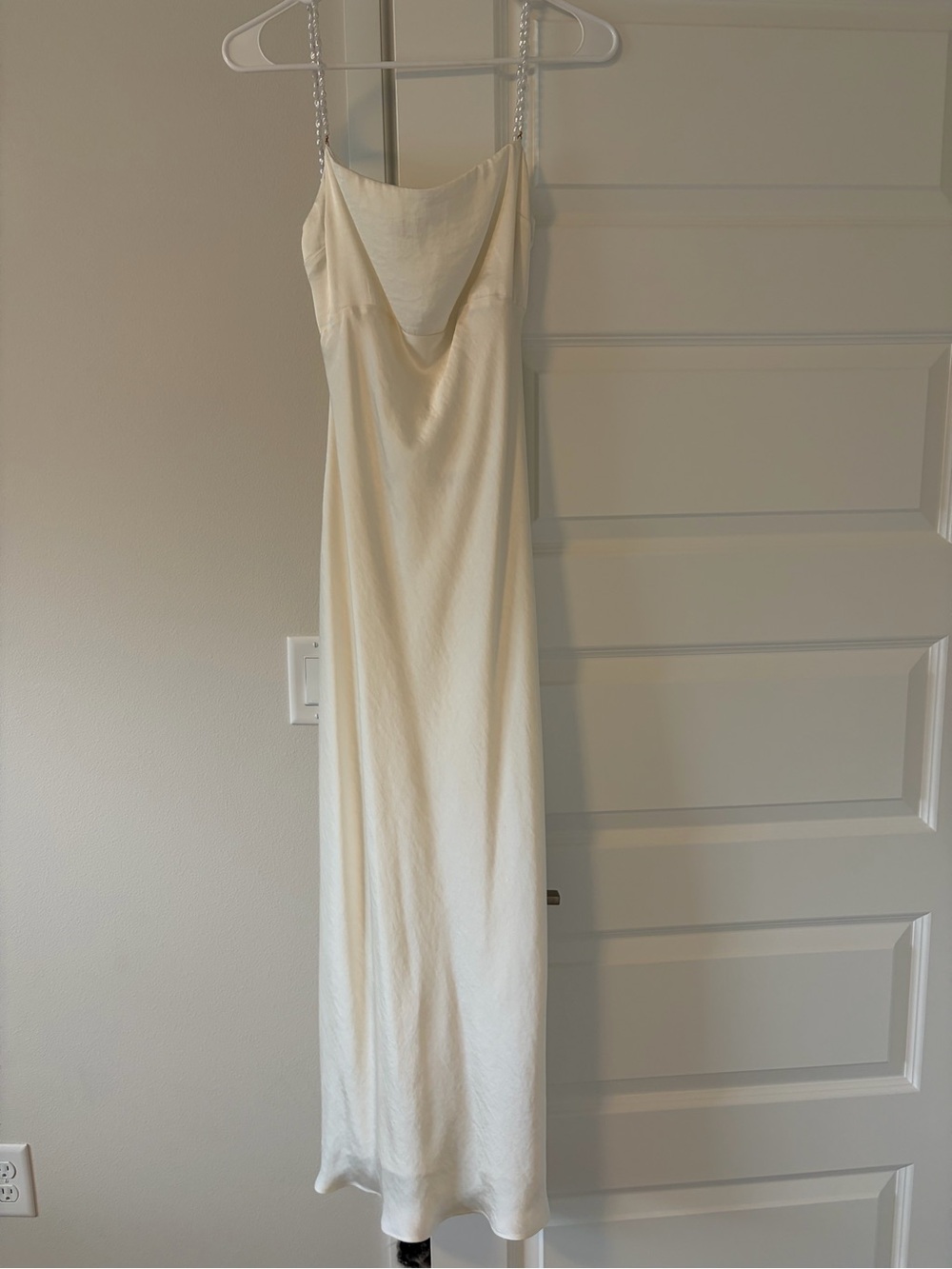 Abercrombie & Fitch Cream Slip Maxi Dress with Beaded Straps - Picture 8 of 10